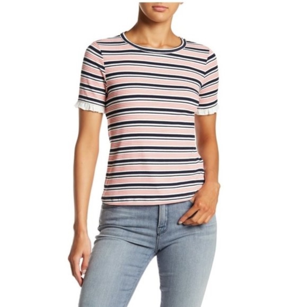 Ro & De Ribbed Mini Ruffle Tee